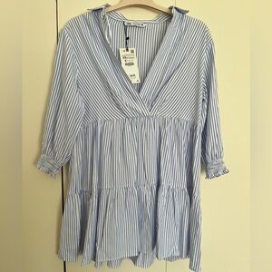 NWT Zara v neck stripe mini dress